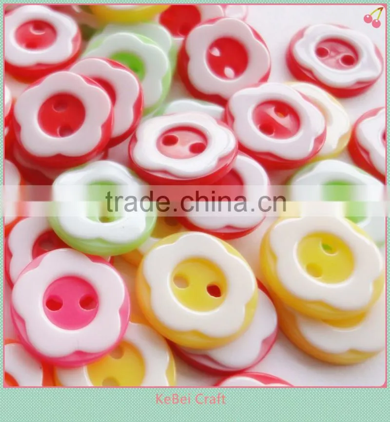 diy flower plastic resin mixed flower decoration buttons, kids handicraft making