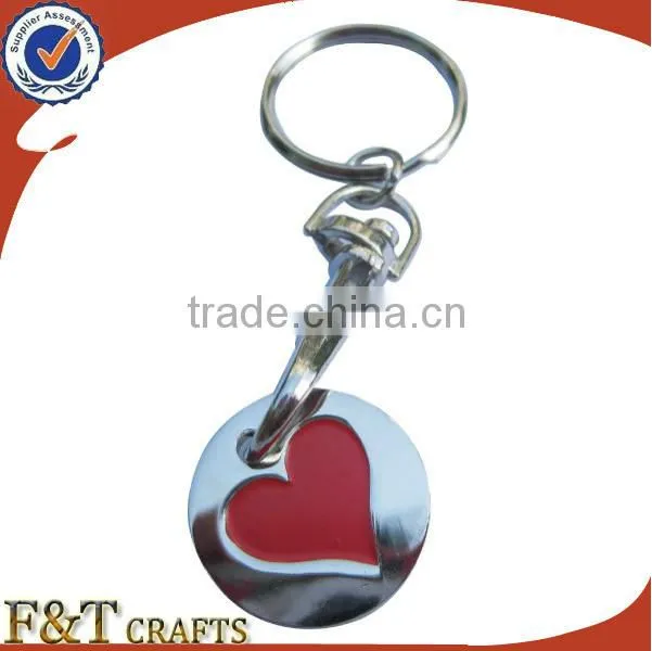 2015 Personalized Cheap Metal Trolley Coin Keyrings with Logo shopping cart