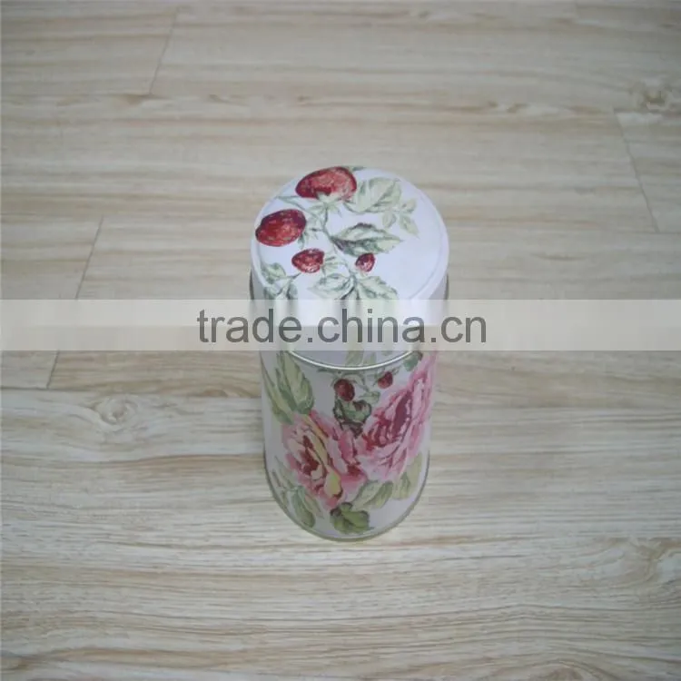 Matte rose pattern round vintage tea tin set
