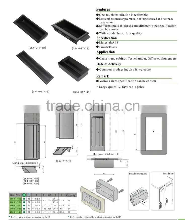 concealed plastic handle SK4-017 manufacturing in china