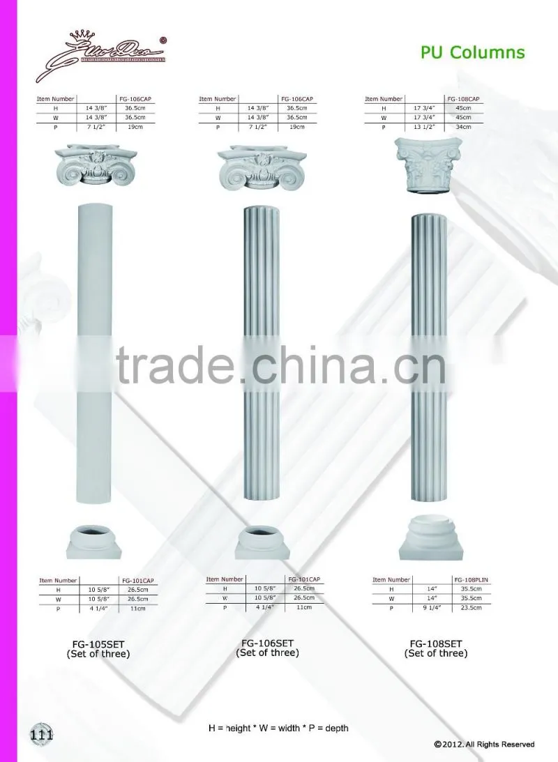 2016 High Quality Good price beautiful polystyrene decorative polyurethane roman column