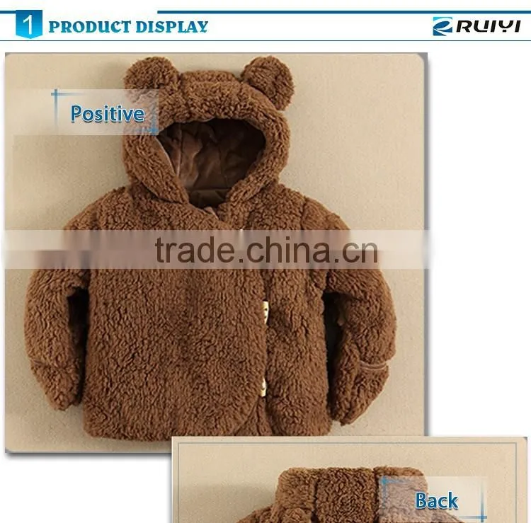 European version unisex lamb coral fleece outdoor coat for kids thick warm winter faux fur loose coat