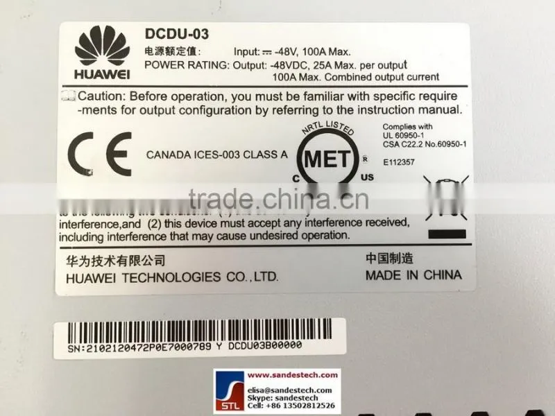 Huawei DCDU-03B 02316825 DC power distribution unit 1U 19inch cabinet 9 channel for Huawei BBU RRU