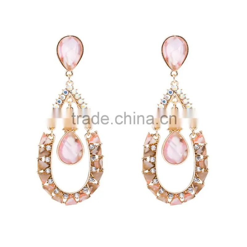 2016 new design Christmas gifts pink oval opal earring with high quality