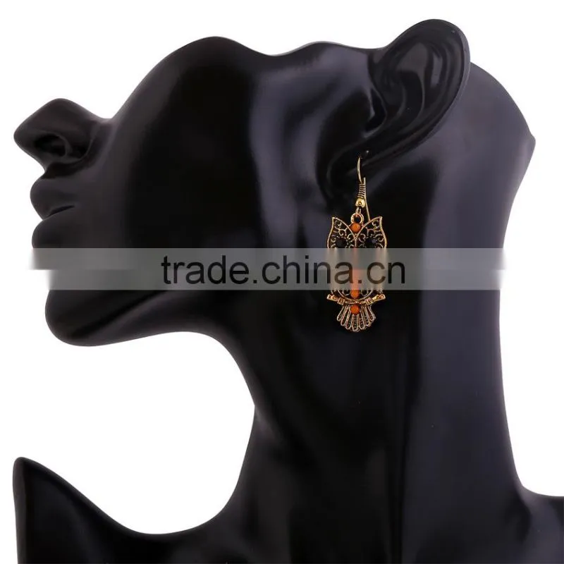 China wholesale custom jewelry for free sample cute owl pattern woman earrings