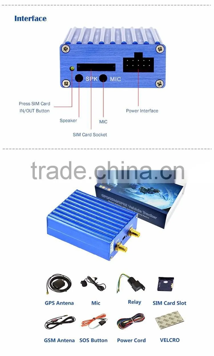 Aluminum alloy car vehicle GPS tracker Free Tracking Software