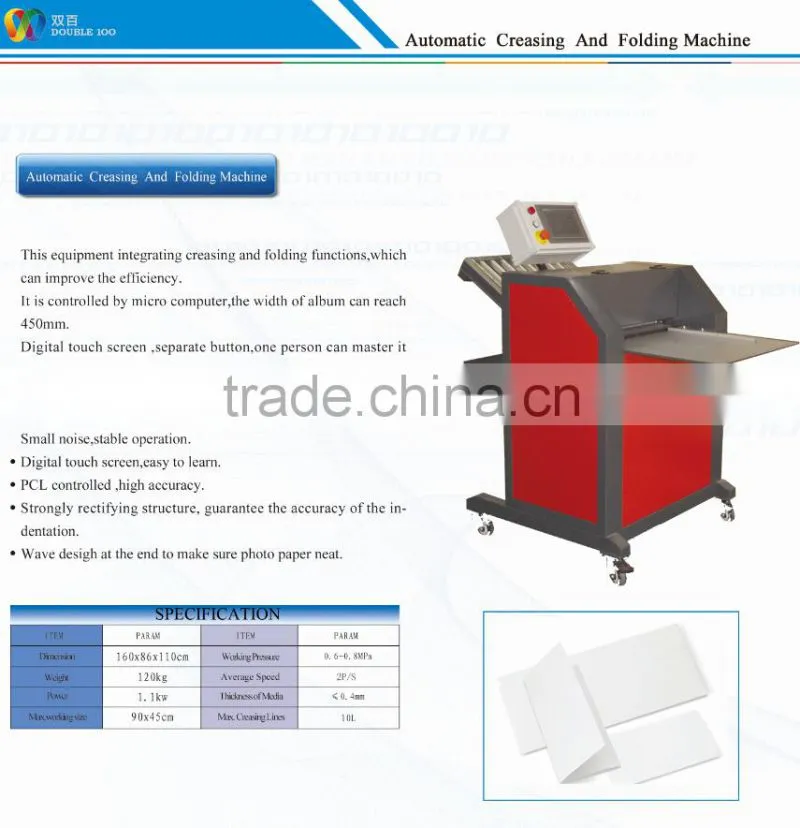 Double100 Automatic paper Creasing and Folding Machine with high quality cheap price