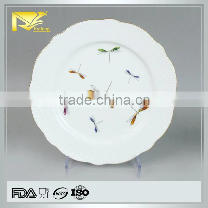 china supplier dragonfly porcelain plate, print plate, plate fruit