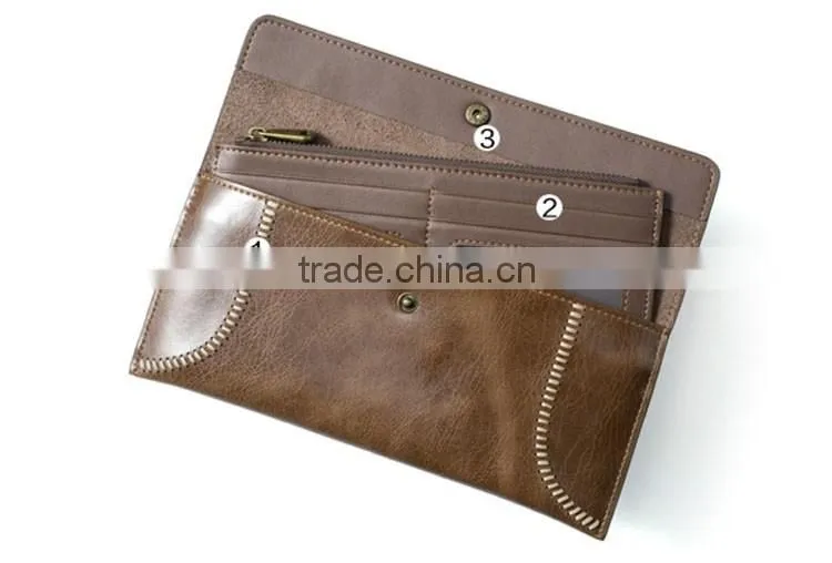 Vintage hadnmade wallets leather sample with inside zipper money bag