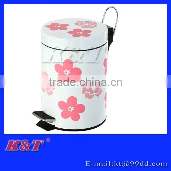 flower pattern stainless steel trash bin