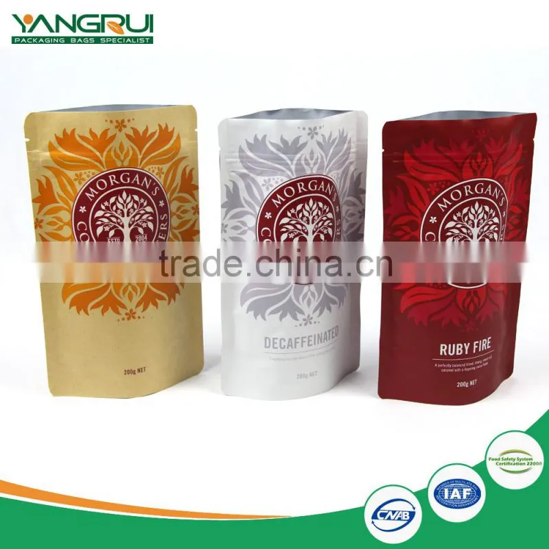 stand up pouch with zipper coffee bag kraft paper