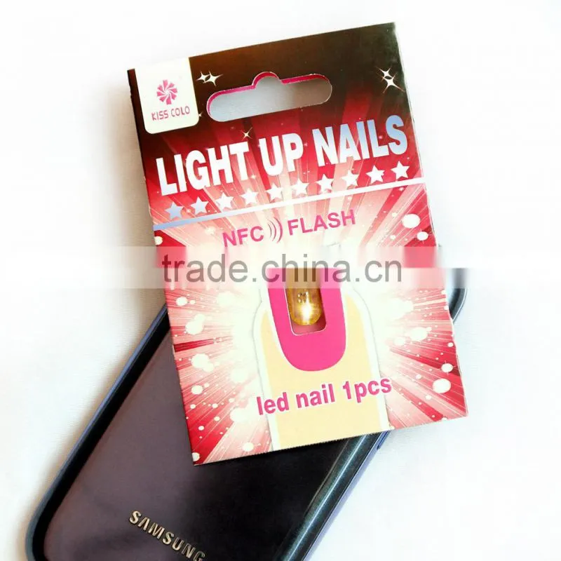 2015 new Style traditional Artificial Fingernails light up nail stickers for shiny acrylic light nail display