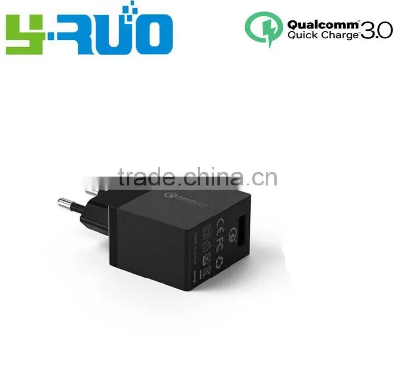 UK EU, US plug Qualcomm certified quick charge QC 3.0 /2.0 wall Charger Passed UL, ETL, FCC, CE