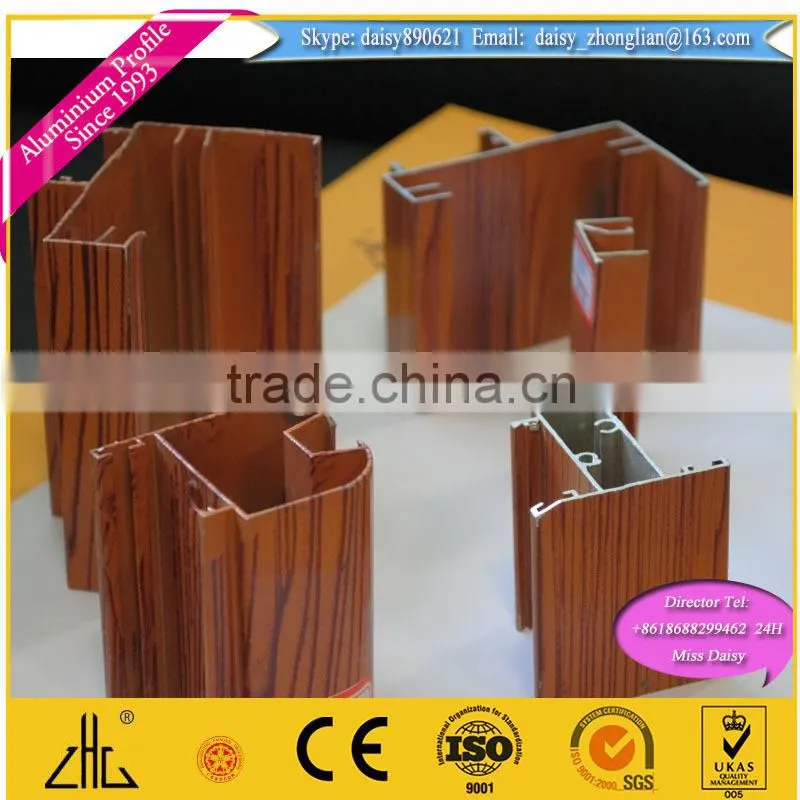 Wood grain surface finishing aluminum profile / Enduring Wood Grain Finish Aluminum tube , Aluminium wood grain finish