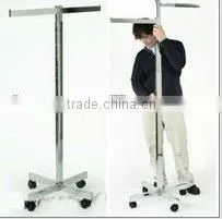 high quality polish chromed metal garment rack,adjustable height cloth display rack,metal hanging display racks,garment wall di