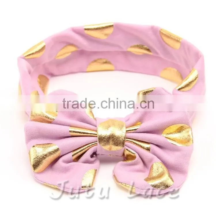 New wide fabric elastic headband flashing-polka dot hair bow headwrap-flashing bow headbands