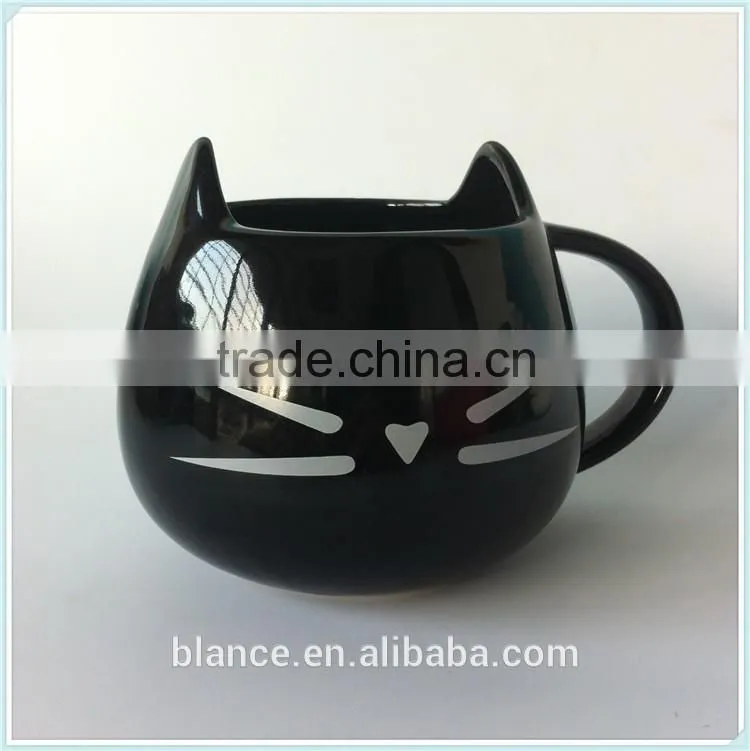 new products ceramic full black cat mug 3d coffee cup