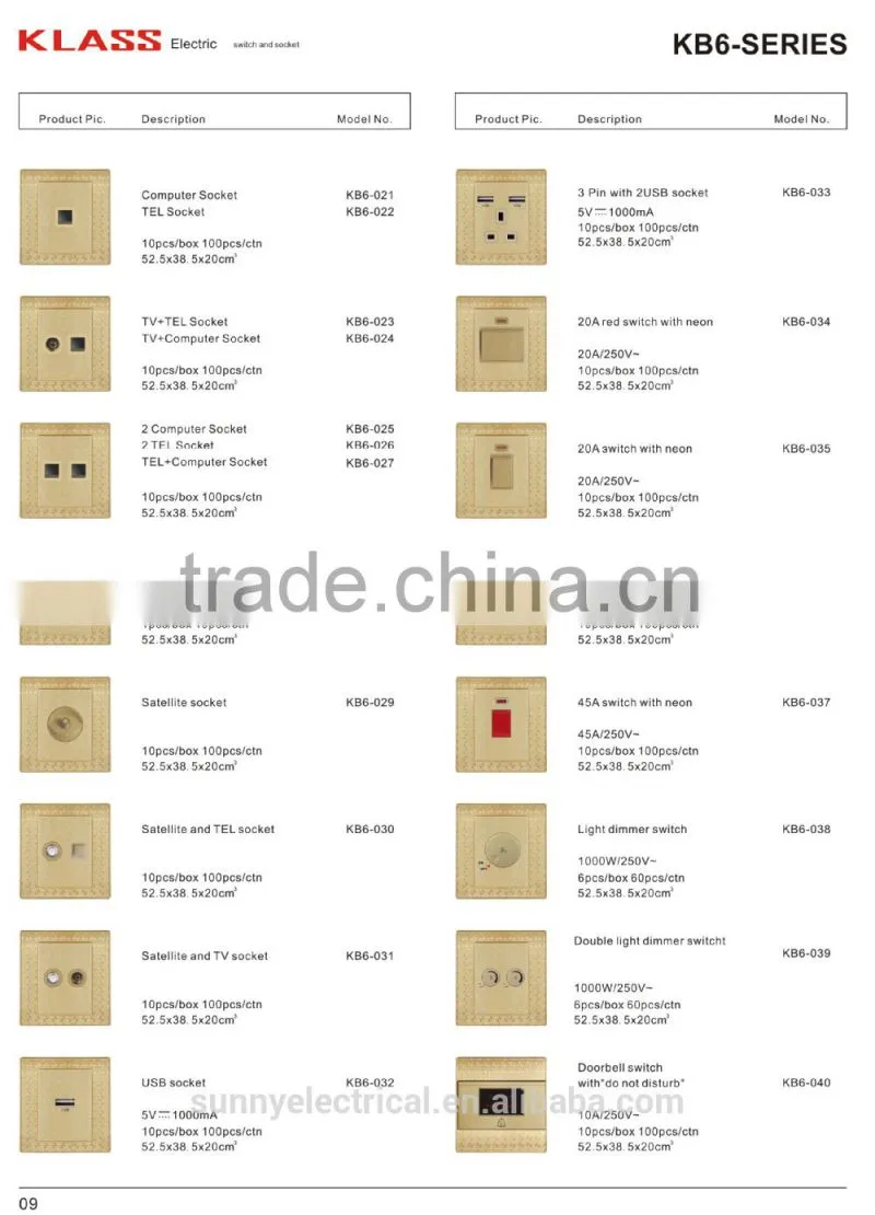 KB6 Painting Golden rock button electric luxury wall muili function 3 pin nuiversal socket