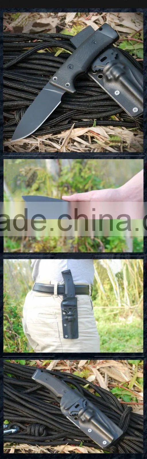 OEM D2 blade hunting survival knife with fire starter