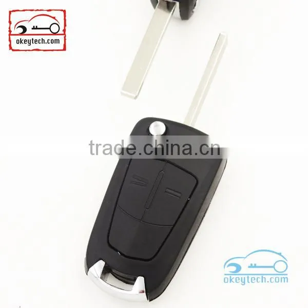 Best price opel car key Opel Vectra 2 buttons flip replacement key shell HU100 blade opel vectra key