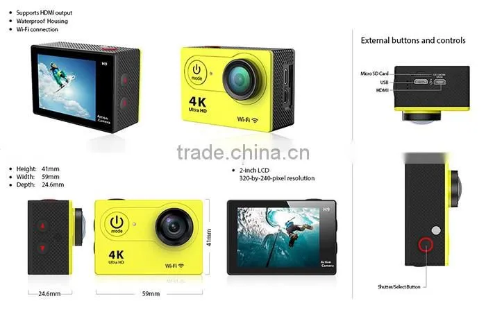 360 degree underwater fish finder 4k video camera for H9 action camera