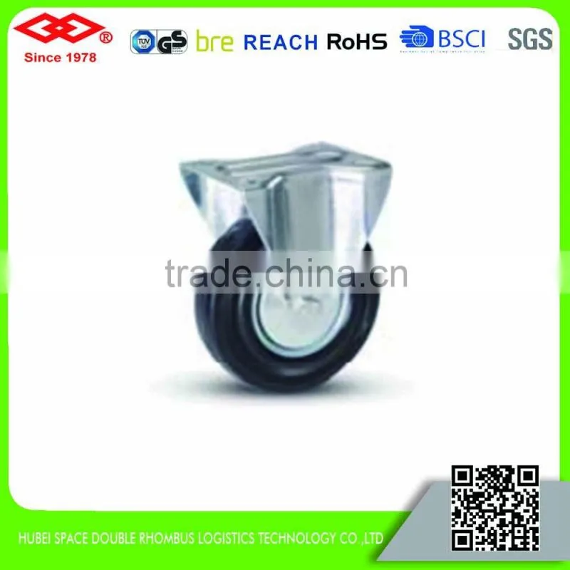 75mm-250mm Black rubber caster wheel with steel center