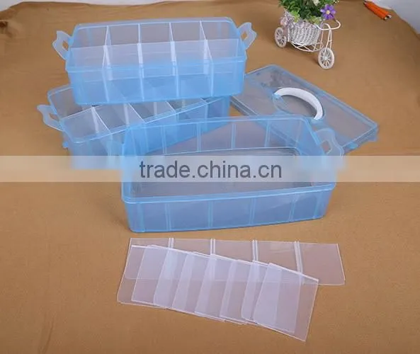 33.2cm*18.5cm*24.5cm Three Layers 30 Compartments Jewelry Adjustable Plastic Clear Box Jewelry Earring Bin Case Container