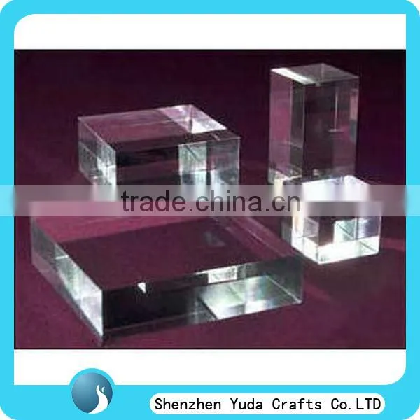 clear acrylic name plate solid paperweight with printing, lucite plexiglass cast logo block