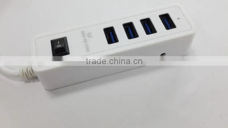 Hot products usb3.0 4 por hub, 4 port usb 3.0 hub from usb hub suppliers with a switch of Black and white plastic