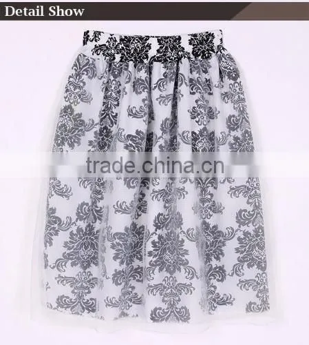 Elegant Ladies Women Retro High Waist Lined Casual Organza Skirt