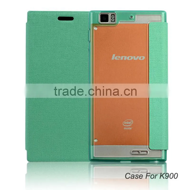 2014 high quality flip leather mobile case for lenovo k900