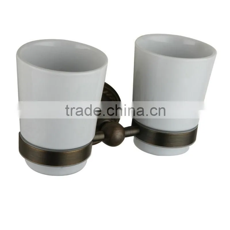 Antique Copper Pure Ceramic Dual Tumbler Holder for Bathroom Accessories