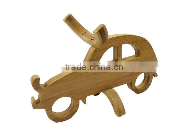 WR023/100% Bamboo Material Hot Sale Car Shaped Folding Bamboo Wine Rack