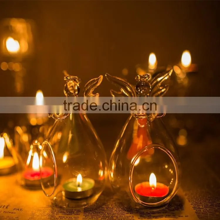 ANGEL CRYSTAL CANDLE STICK GLASS HOLDER WITH ANGLE WING