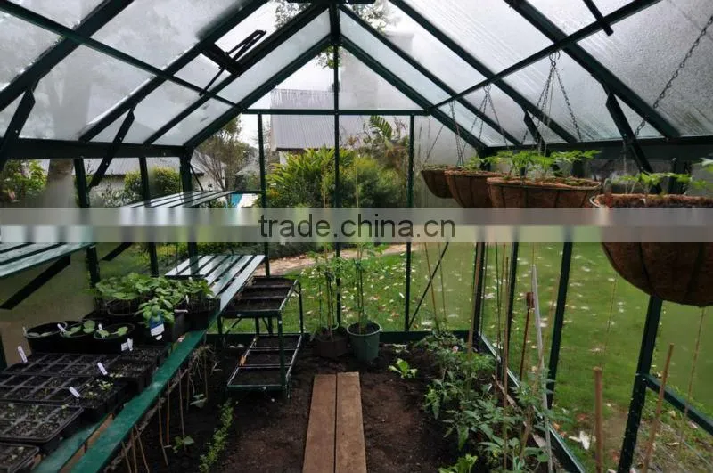 Indoor vegetable growing aluminium frame glass greenhouse