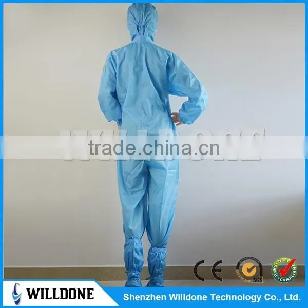 2017 Cleanroom ESD Antistatic Clothes Coverall with cap