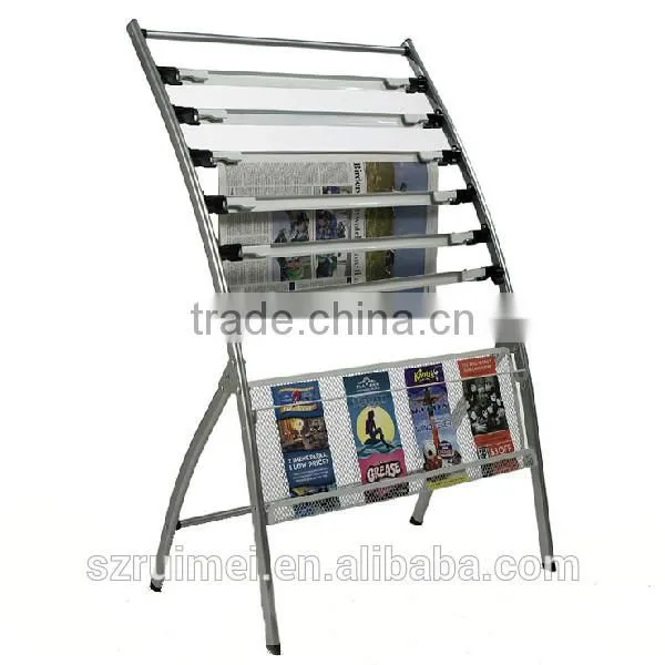 Customized movable free standing stainless steel newspaper rack