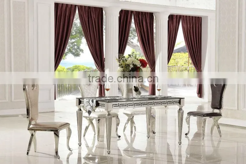 TH375 2015 stainless steel frame glass restaurant table
