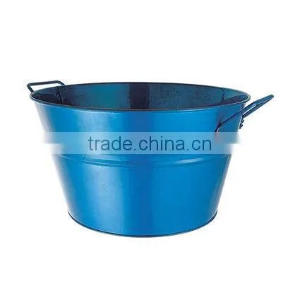 Blue Round Galvanized Steel & Power Coating Beverage/beer Ice Bucket With Handle