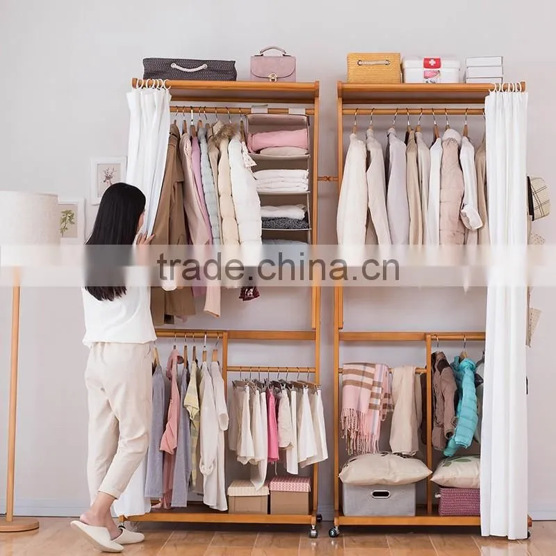 cabinet type wooden coat hanger wooden clothes rack for bedroom