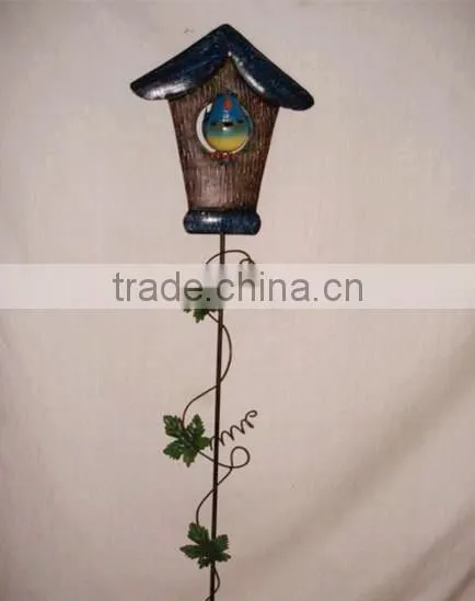 YS88314 unique bird room iron garden stick made in Xiamen with size 9*3.5*39.25"