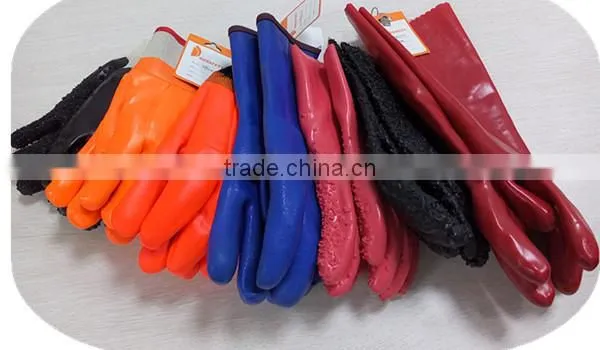 DDSAFETY Hot Sale PVC Gloves Black PVC Rough Chip On The Palm Back Safety Gloves