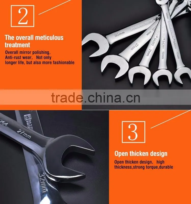 Professional 10PCS Double OPEN-END CRV Ratchet Spanner Set