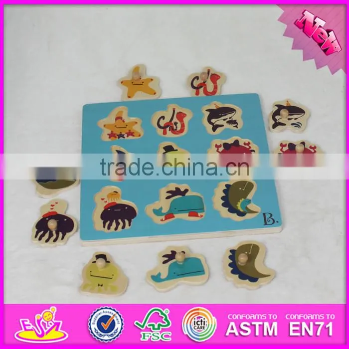 2017 New design children matching toy wooden knob puzzle W14M117