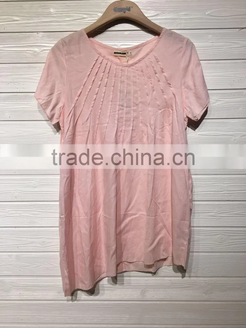 GZY stock short sleeve goog quality cotton blouse neck design