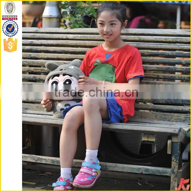 summer short sleeve red cotton girl t-shirt suit