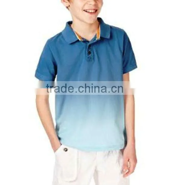 BOYS STRIPED POLO T SHIRT WITH CONTRAST COLLAR
