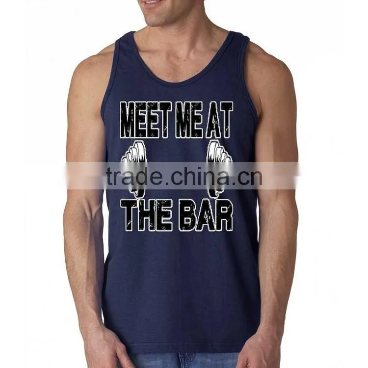 Custom Fashion Design Printed Wholesale Mens 100% Cotton Gym Tank Top