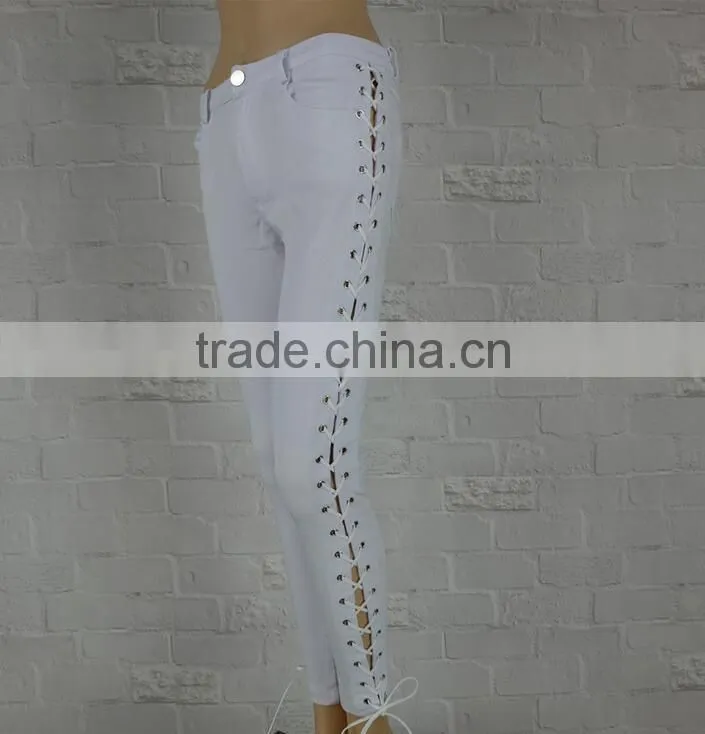 M1161 Runwaylover cross bandage tight pants autumn pants
