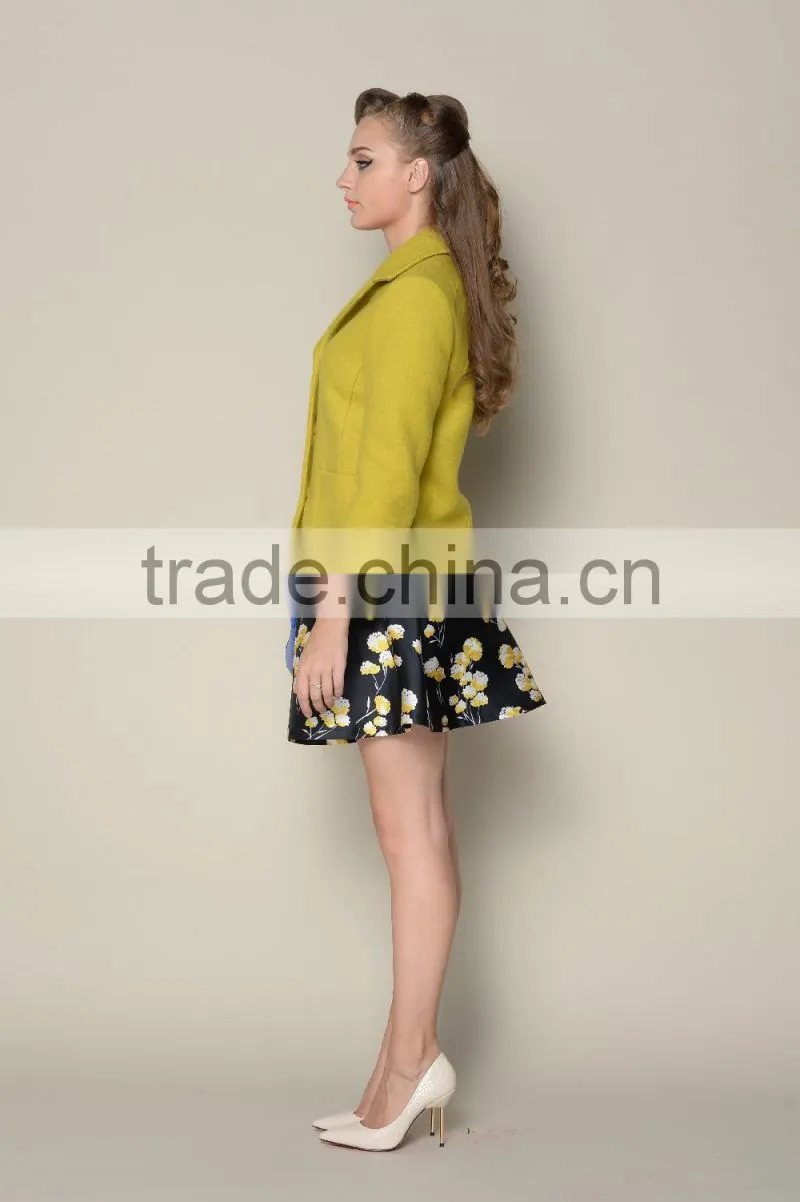 brand designer 2015 European style elegant plain coats and jackets woman